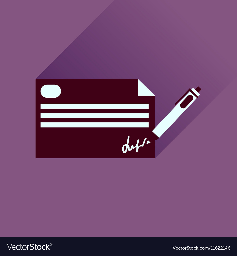 Flat Icon With Long Shadow Bank Check Royalty Free Vector