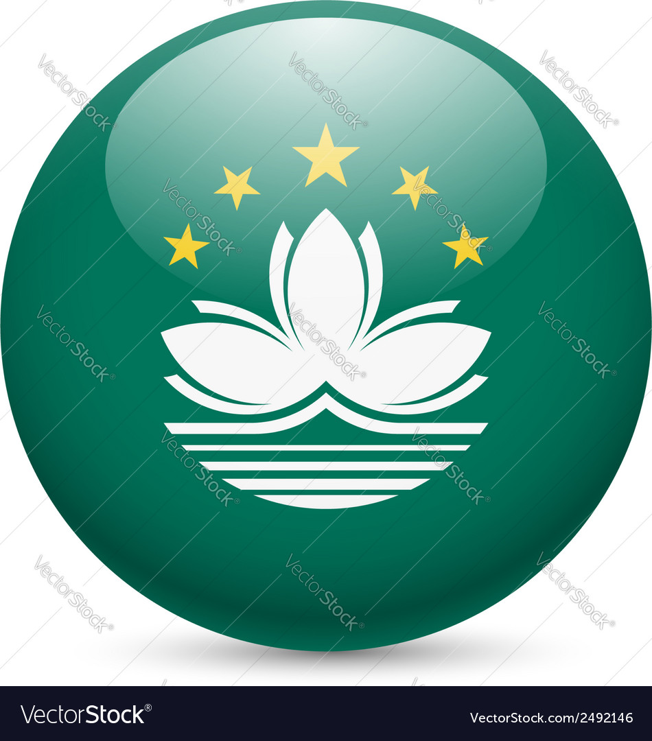 Round glossy icon of Macau Royalty Free Vector Image