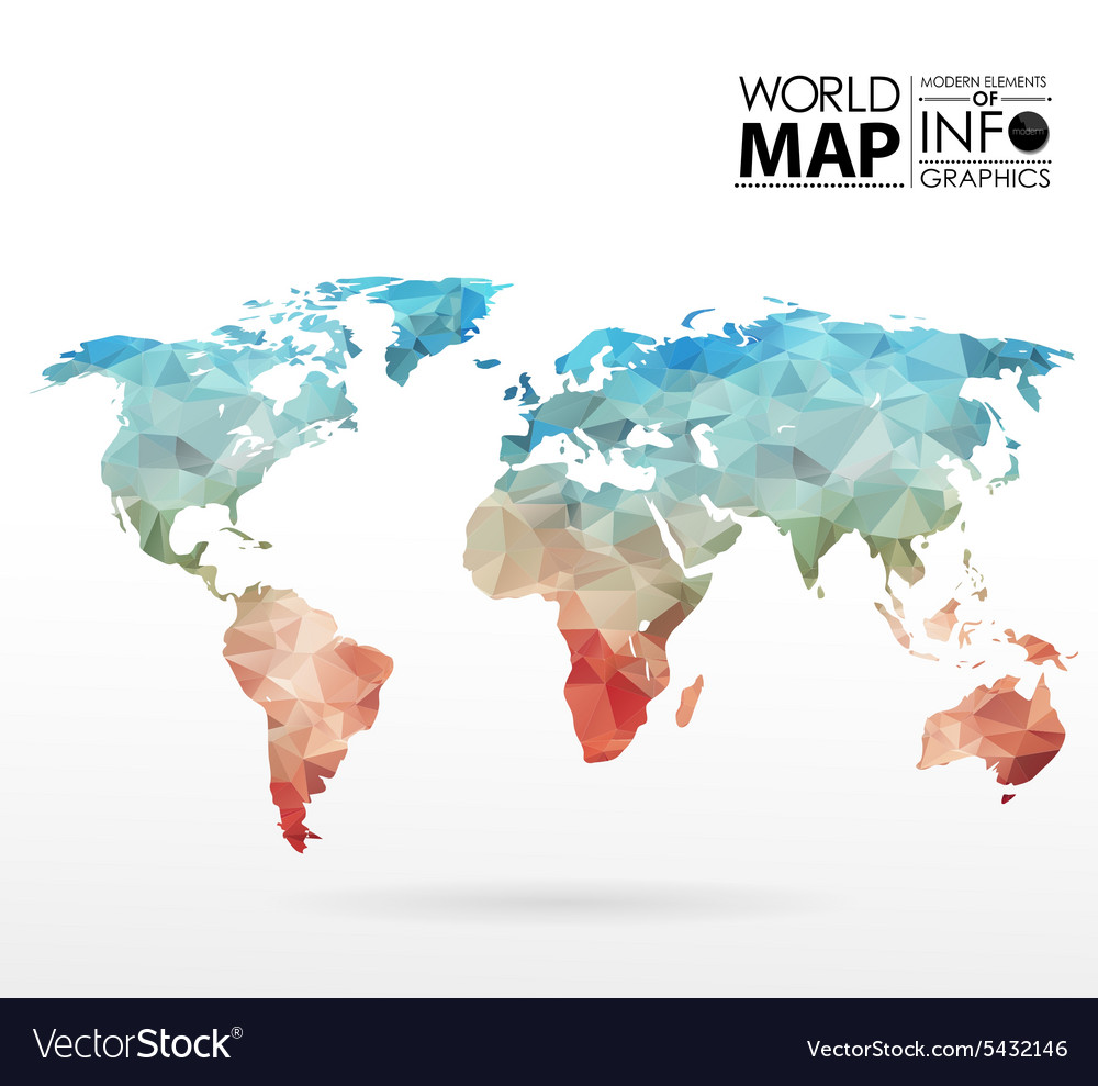 World map background in polygon Royalty Free Vector Image