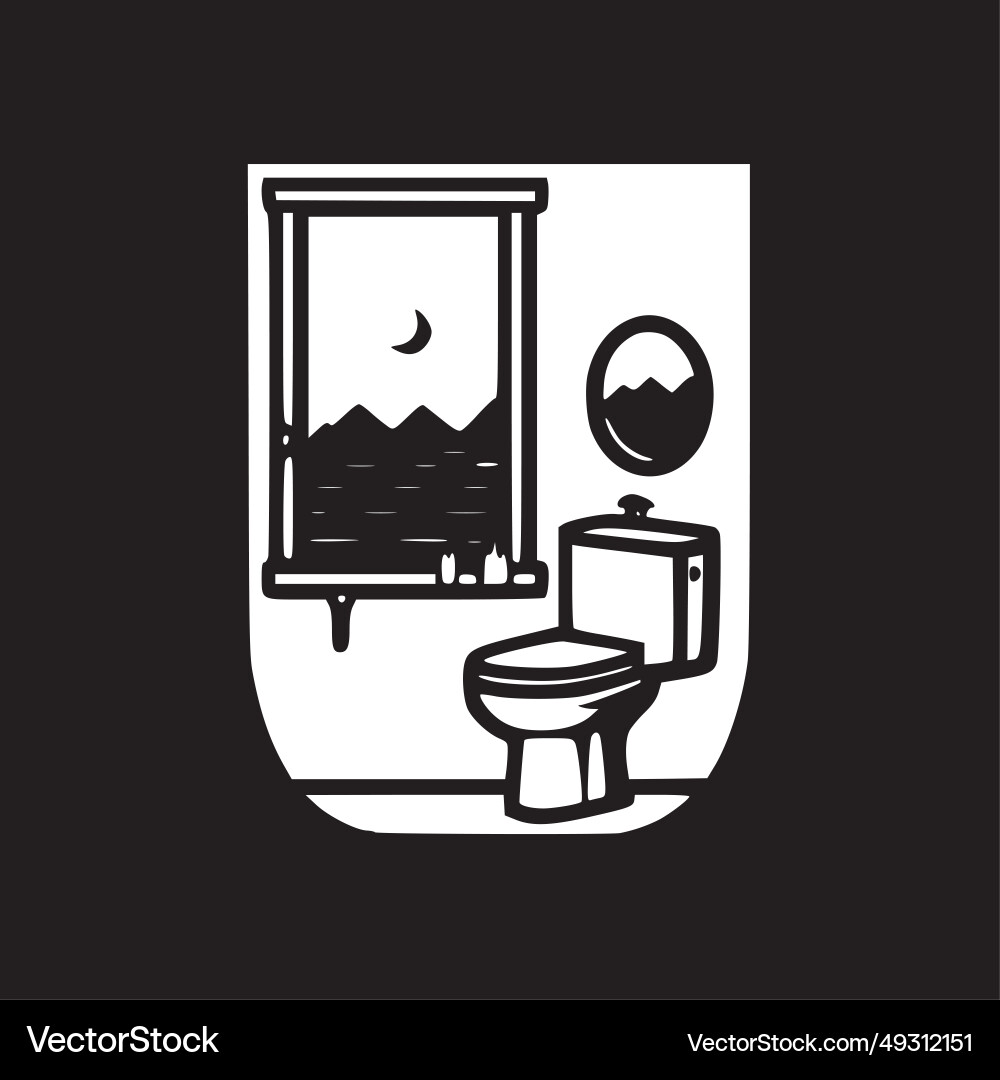 Bathroom - black and white isolated icon Vector Image