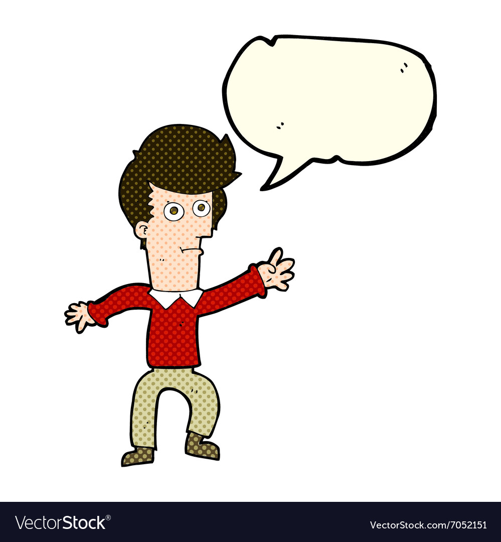 Cartoon man waving with speech bubble Royalty Free Vector