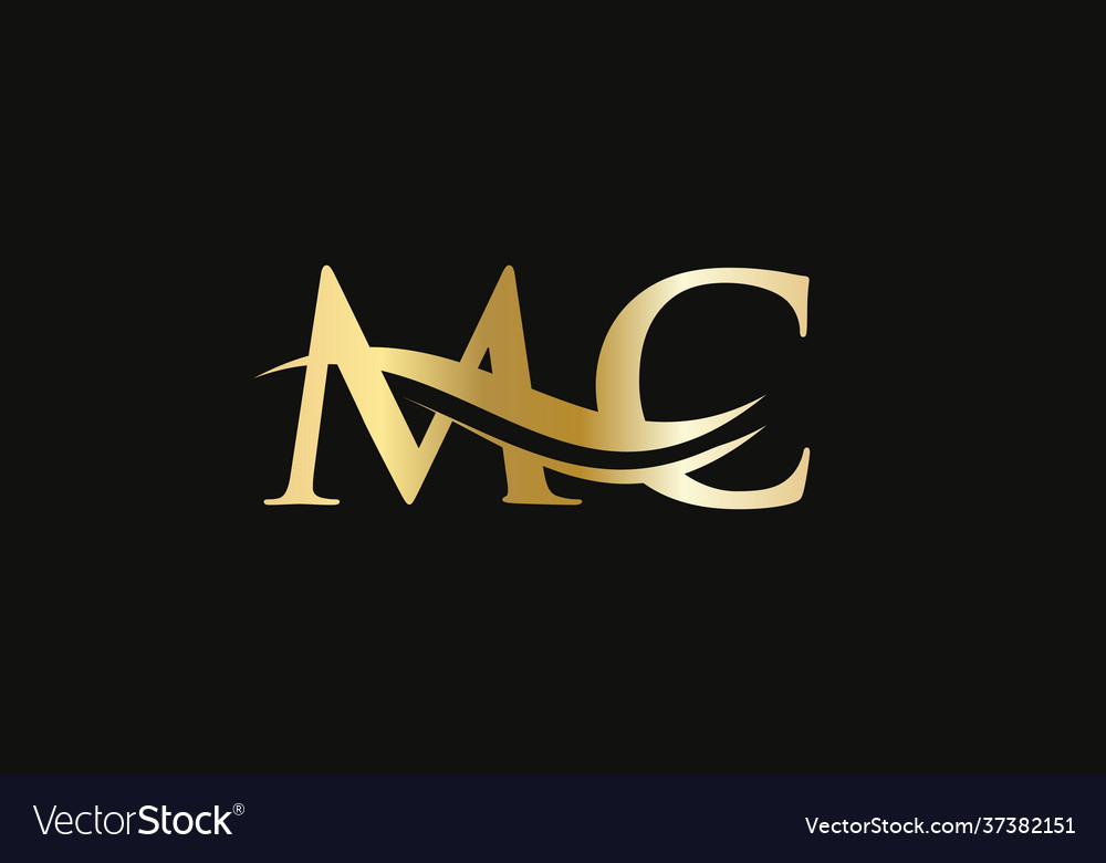 Initial gold letter mc logo design mc logo design Vector Image