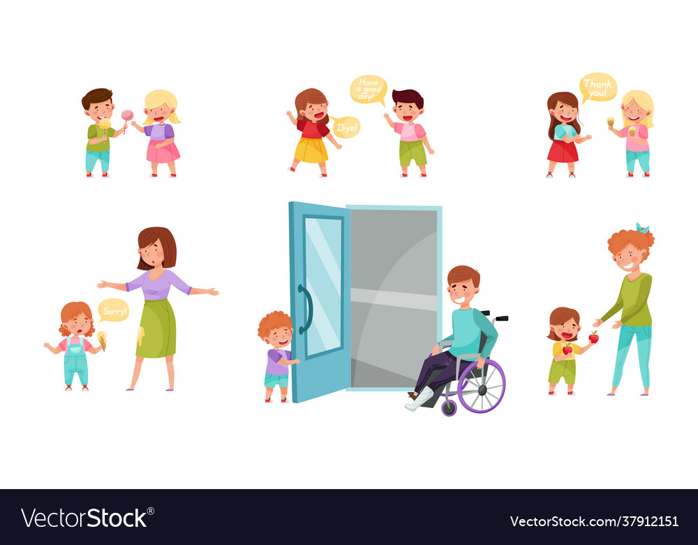 Little boy and girl sharing treats greeting Vector Image