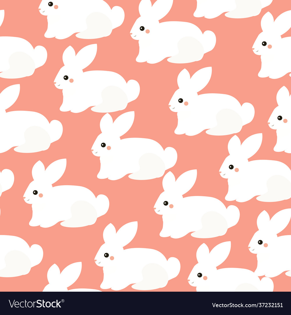 Seamless pattern with white bunnies on pink Vector Image