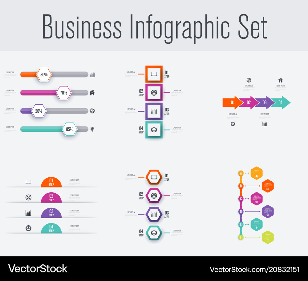 Set with infographics Royalty Free Vector Image