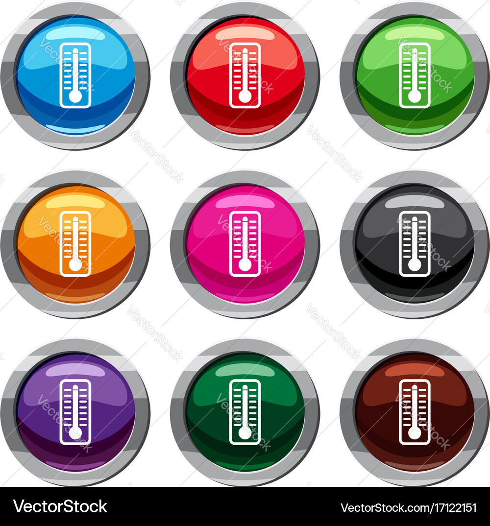 Thermometer indicates high temperature set 9 Vector Image