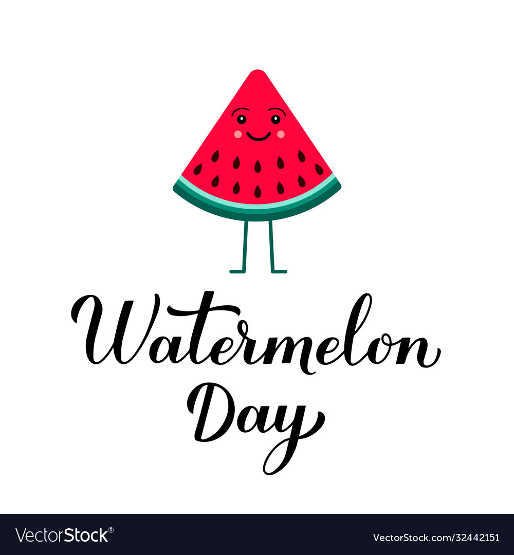 Watermelon day calligraphy hand lettering and Vector Image