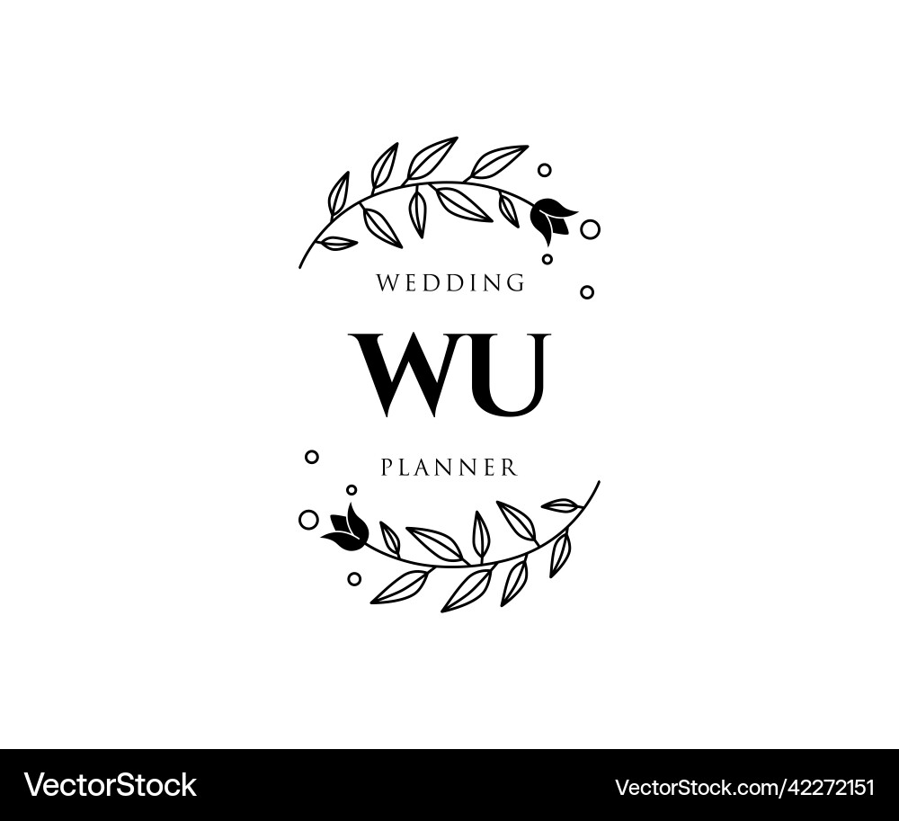 Wu initials letter wedding monogram logos Vector Image