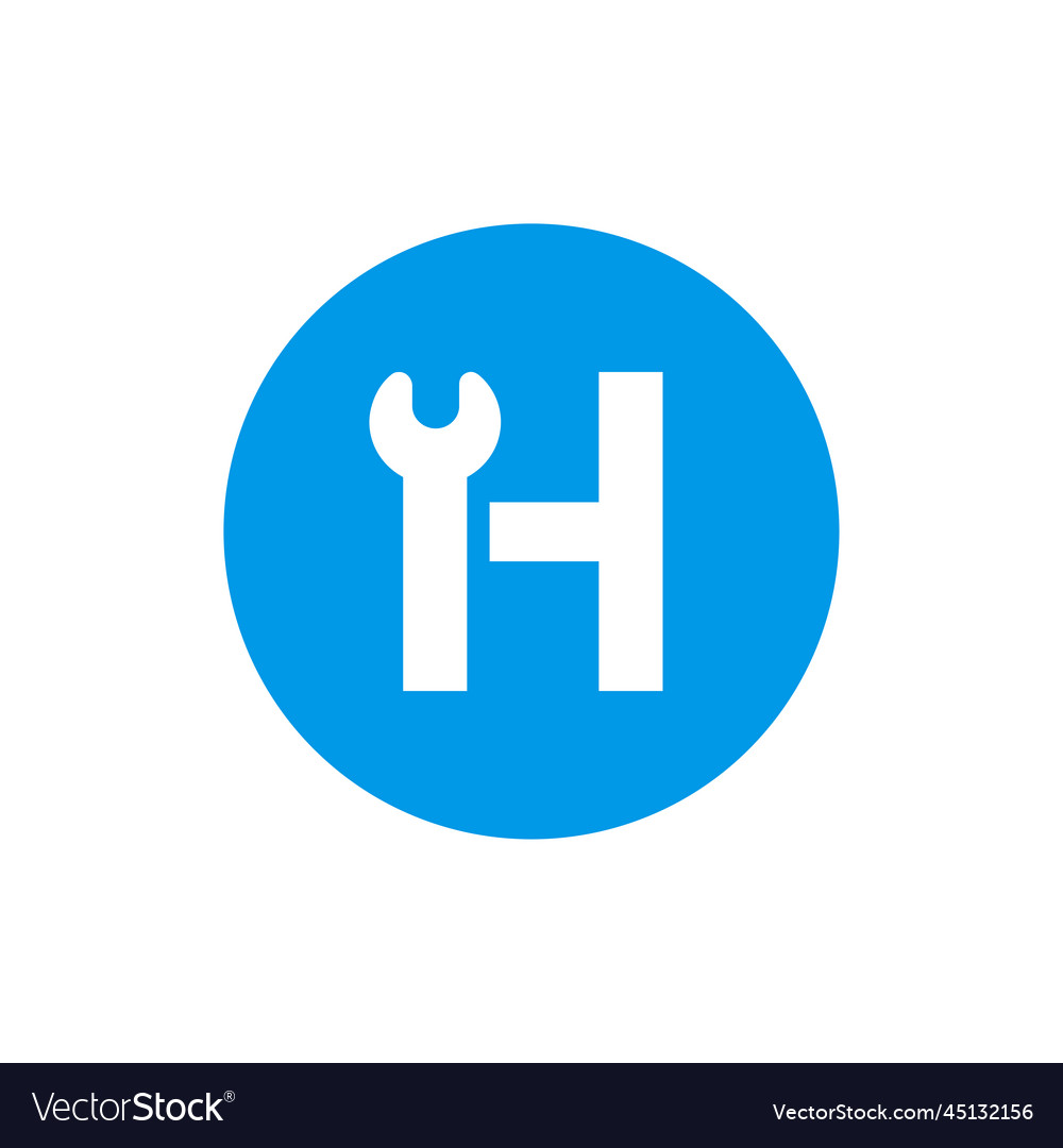 Letter h wrench logo design service and repair Vector Image