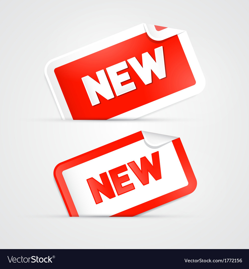 Red sticker label tag with new title Royalty Free Vector