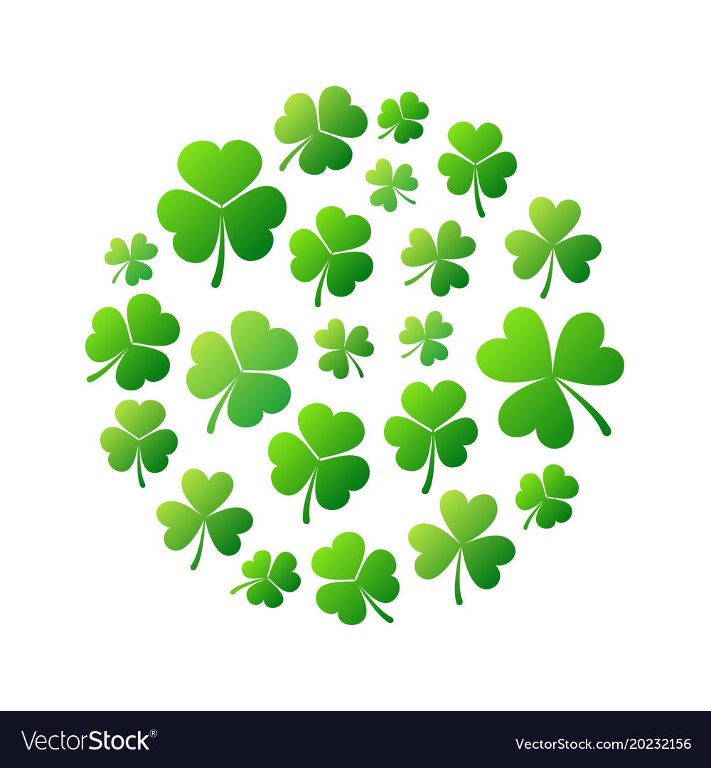 Round shape made of green small shamrocks Vector Image