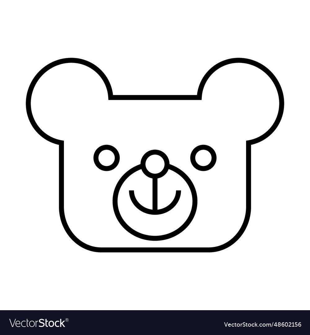 Simple outline of soft teddy bear head toy Vector Image