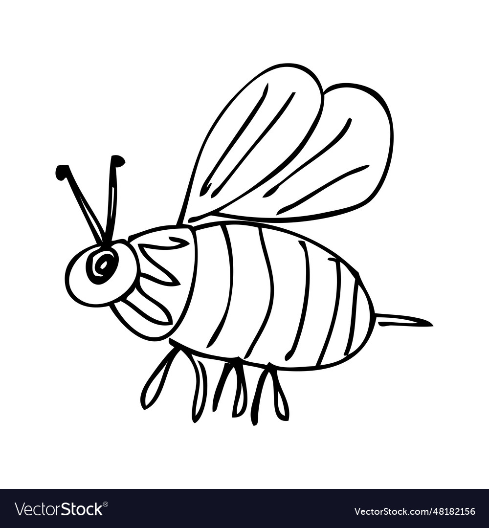 Simple sketch bee single one line art continuous Vector Image