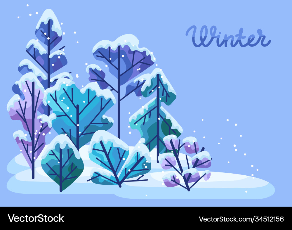 Winter background with trees Royalty Free Vector Image