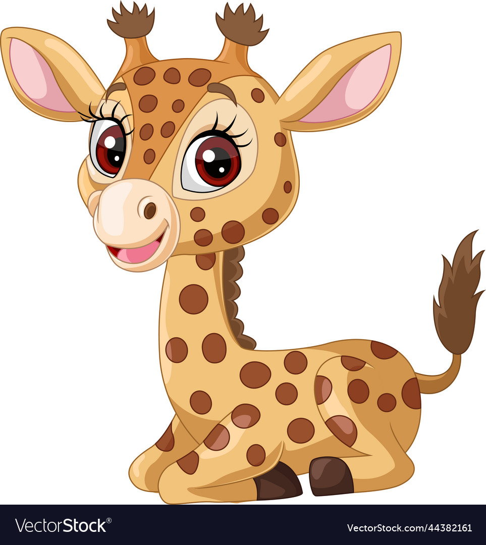 Cartoon funny little giraffe sitting Royalty Free Vector