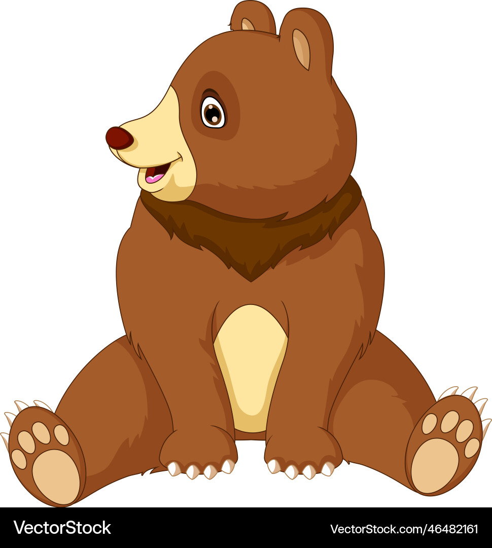 Cute brown bear cartoon posing Royalty Free Vector Image