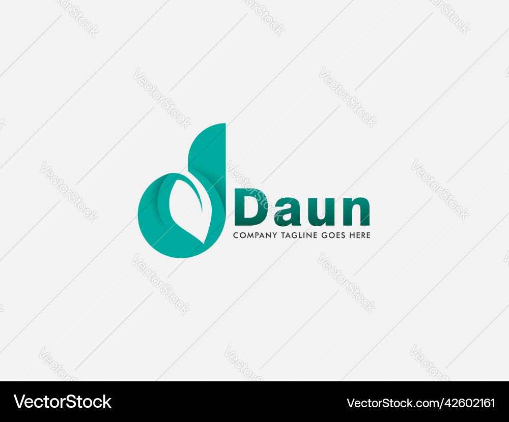 Logotype letter d initial with green leaf logo Vector Image