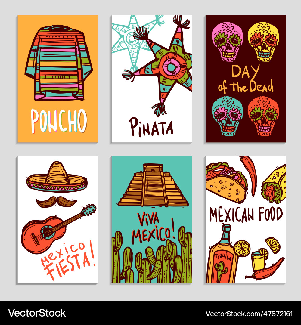 Mexico poster set poster set Royalty Free Vector Image