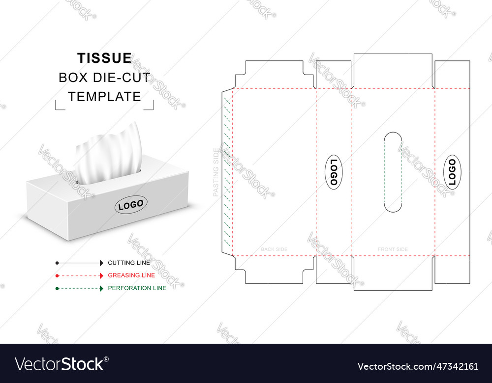 Tissue box die cut template packaging Royalty Free Vector