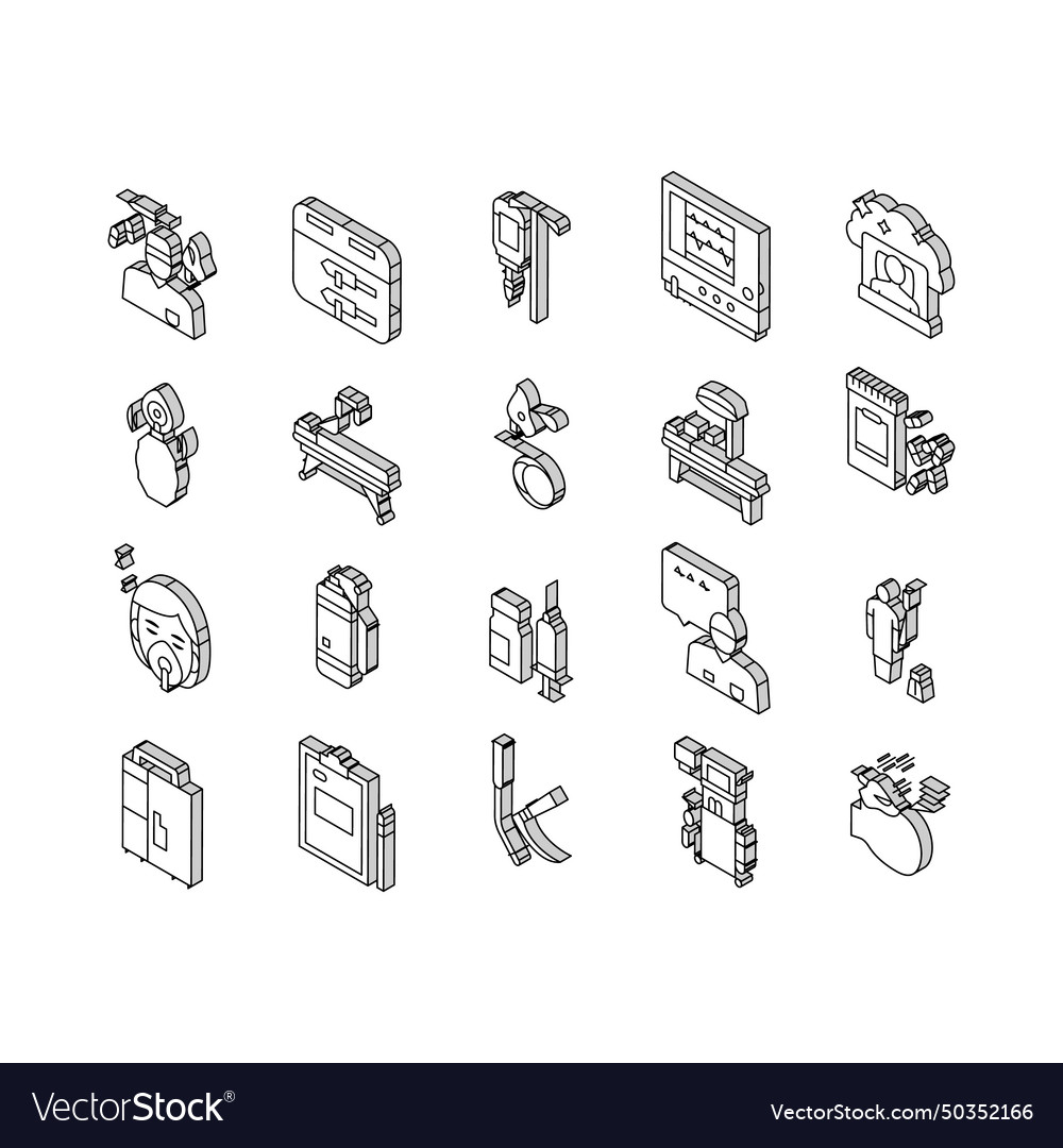 Anesthesiologist tool collection isometric icons Vector Image