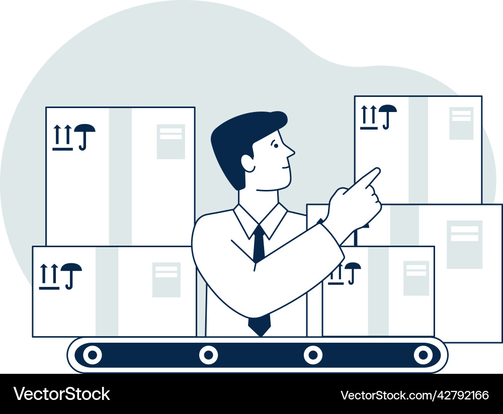 Cargo control process shipping boxes check Vector Image