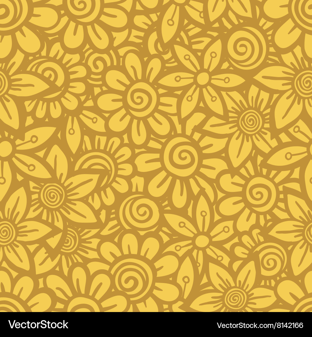 Hand drawn seamless flower pattern doodle style Vector Image
