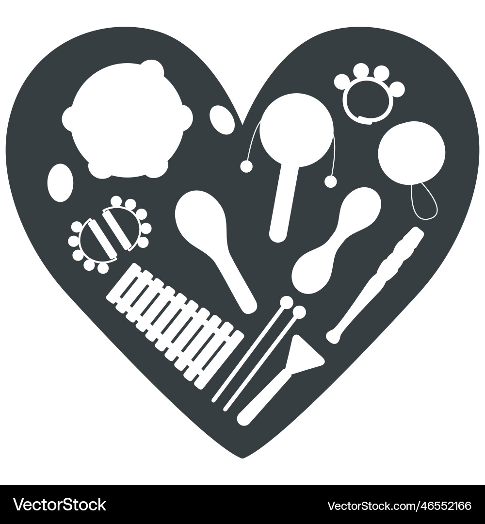 Hand drawn toy musical instruments in heart Vector Image