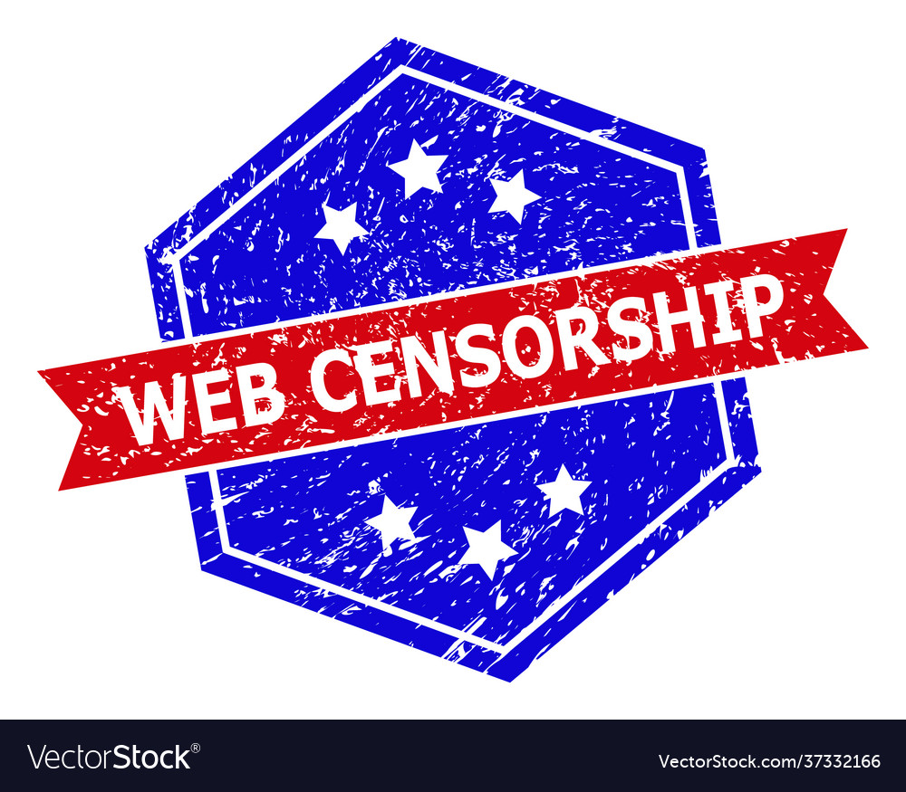 Hexagonal bicolor web censorship rubber stamp Vector Image