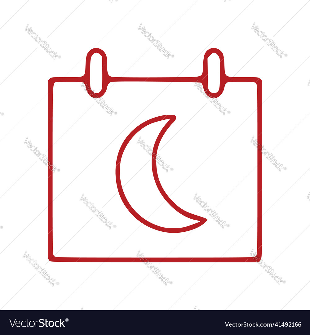 Moon calendar outline icon isolated on white Vector Image