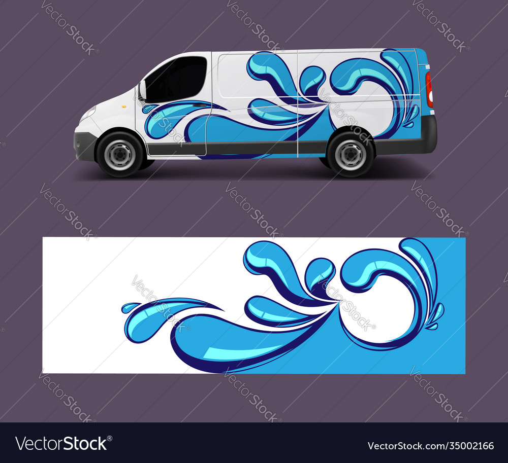 Van wrap design template with wave shapes decal Vector Image Van wrap design template with wave shapes decal Vector Image