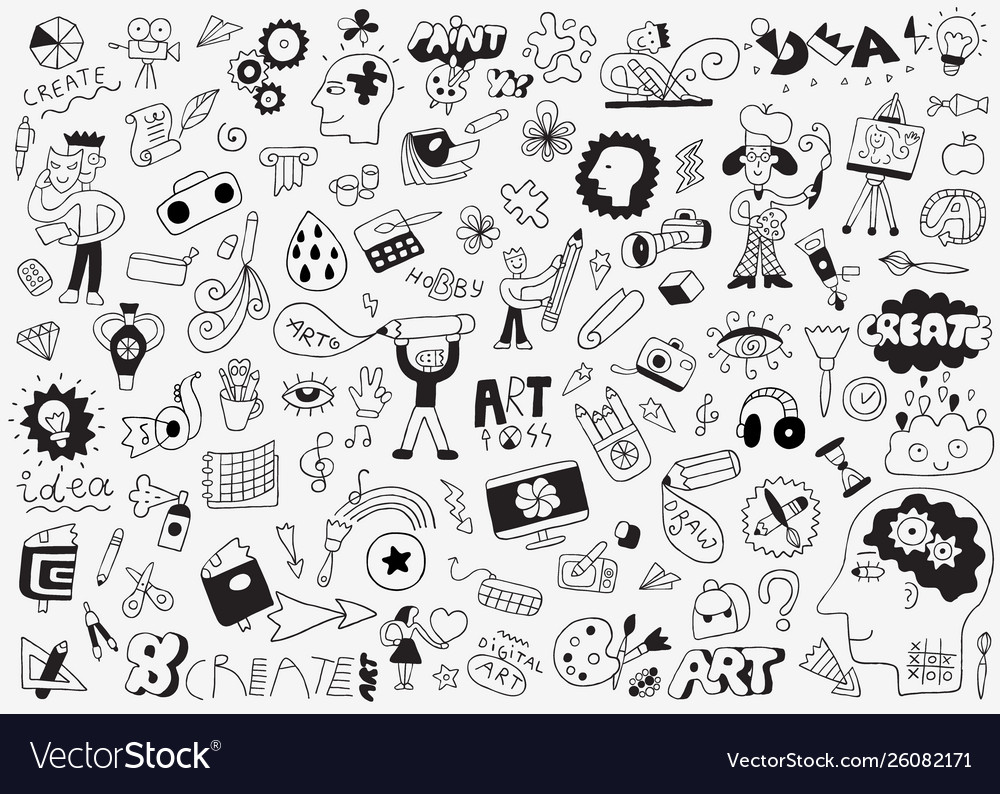 Art tools doodles Stock Vector by ©topform 24323703