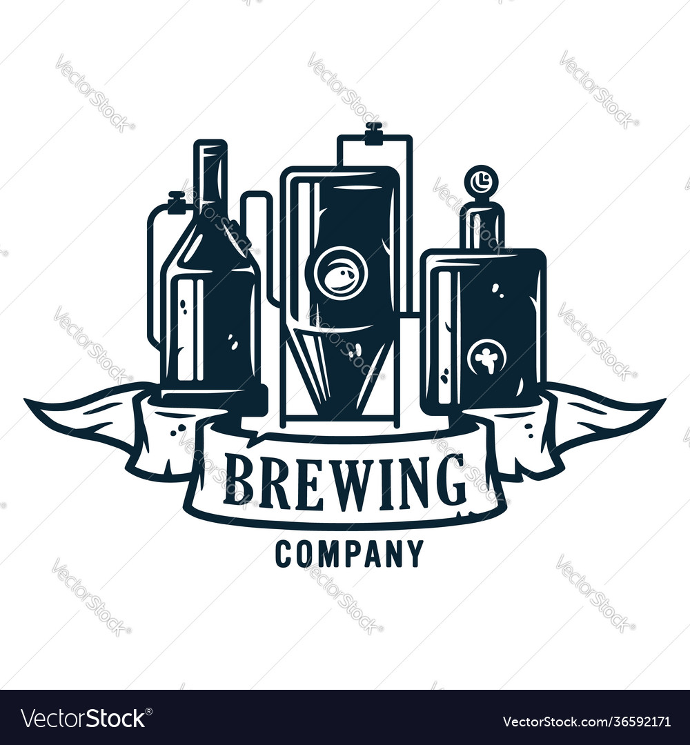 Beer brewing process or craft brewery factory Vector Image