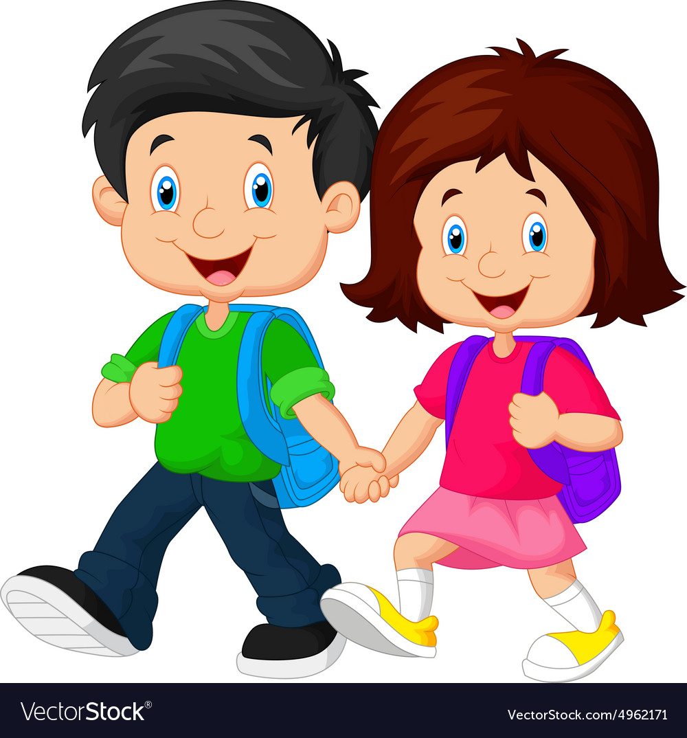 Boy and girl with backpacks Royalty Free Vector Image