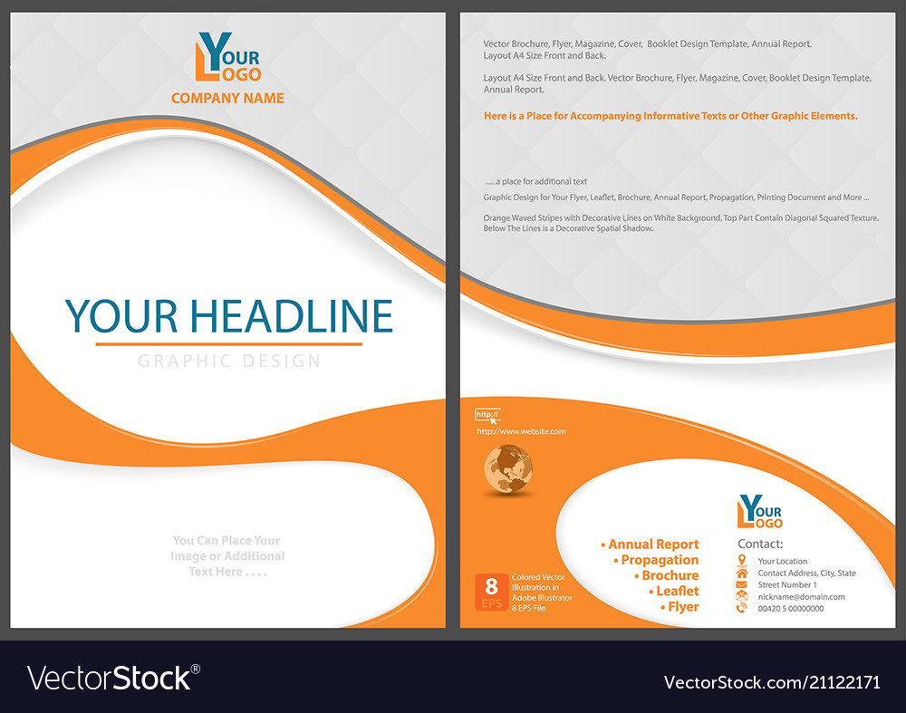 Flyer template with abstract orange shapes Vector Image