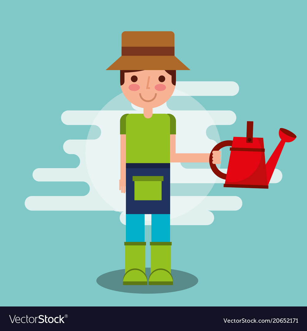 Gardener boy farm work Royalty Free Vector Image