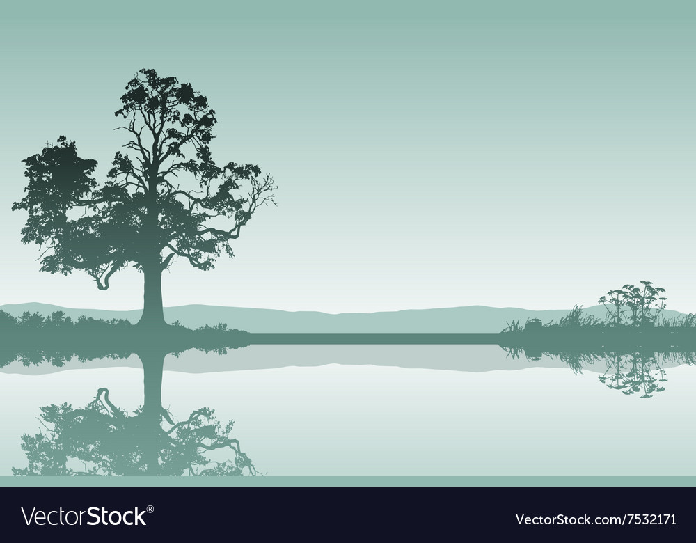 Landscape with tree Royalty Free Vector Image - VectorStock
