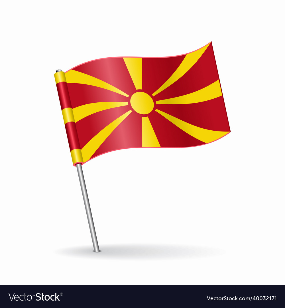 North macedonian flag map pointer layout Vector Image