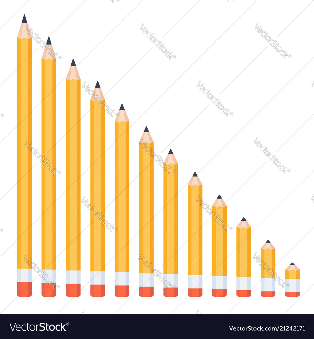 Pencils of different lengths linear Royalty Free Vector