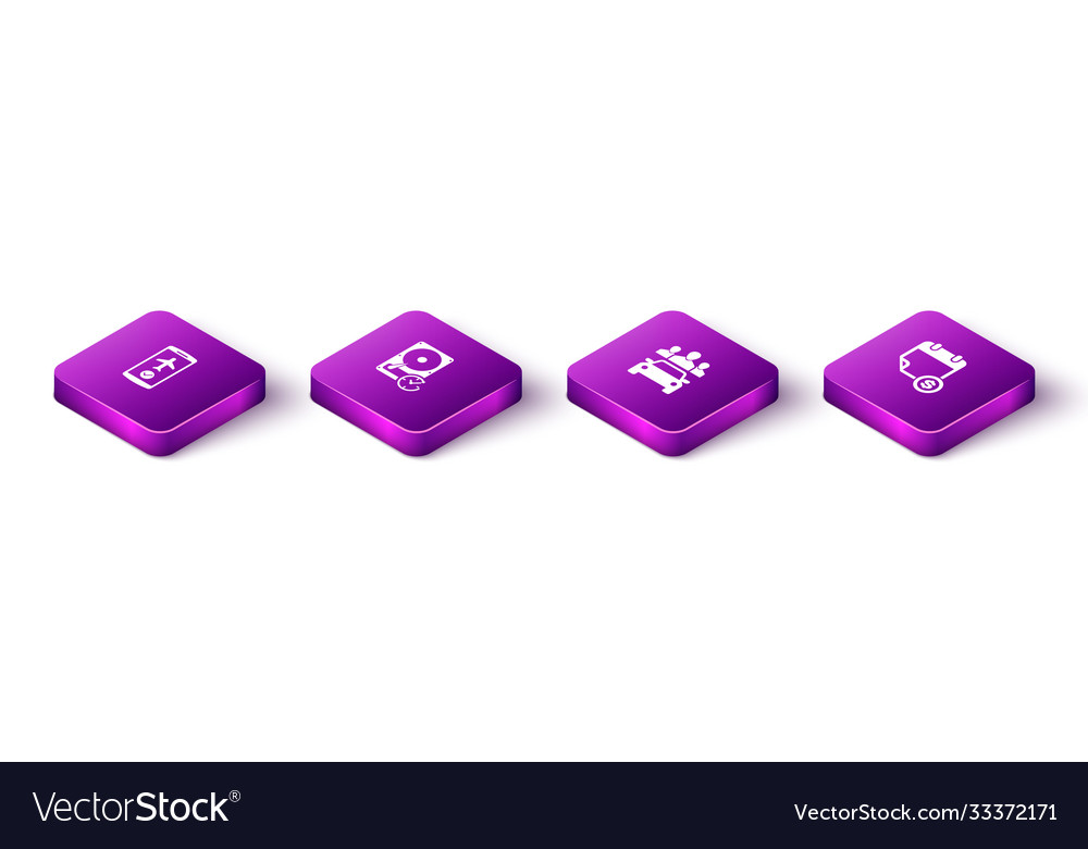 Set isometric flight mode in mobile hard disk Vector Image