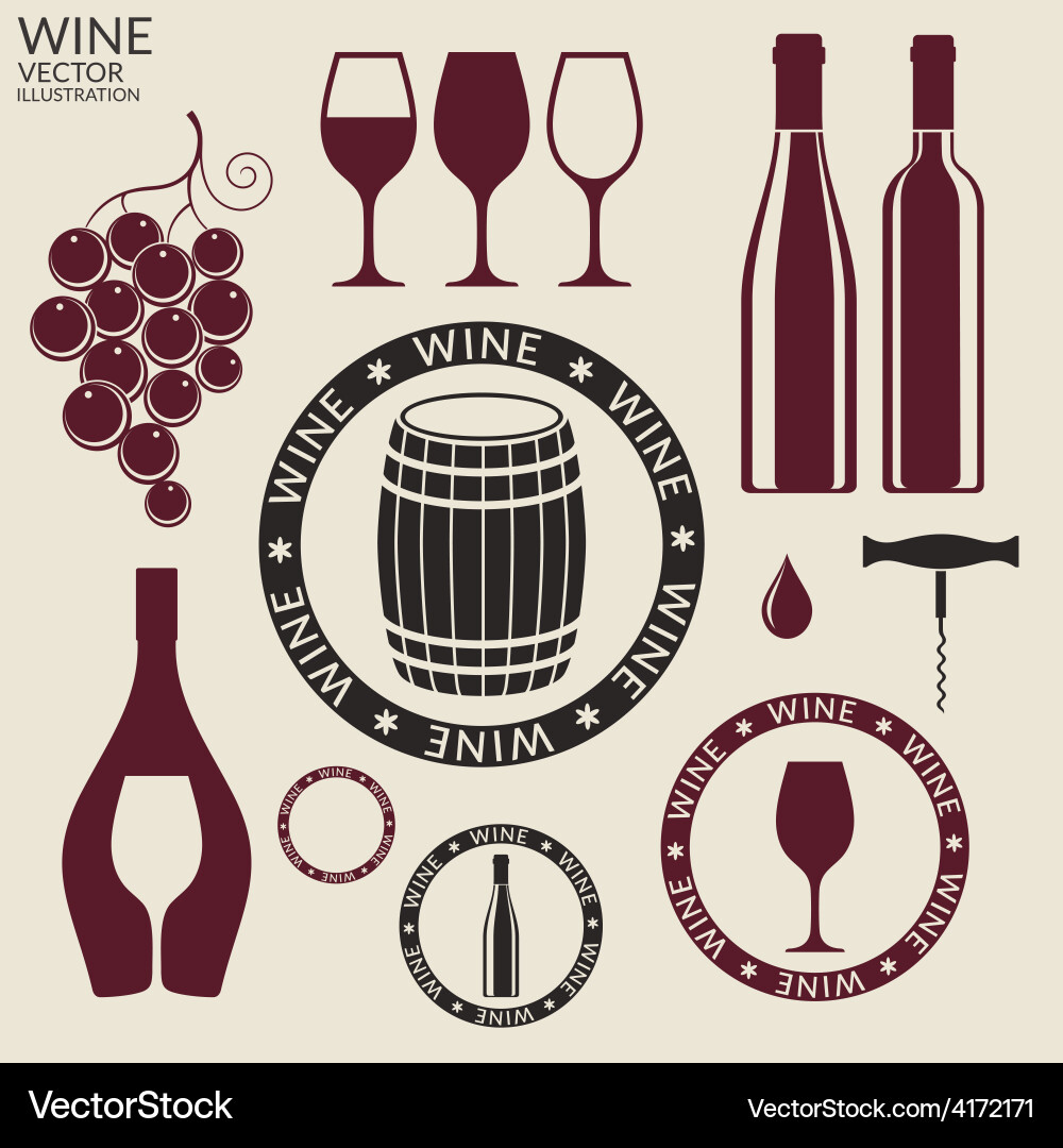 Wine Set Royalty Free Vector Image - VectorStock