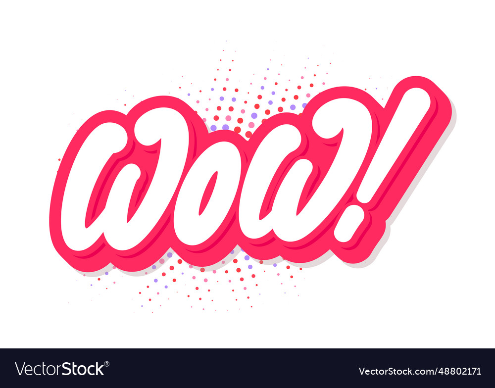 Wow handwritten lettering word Royalty Free Vector Image