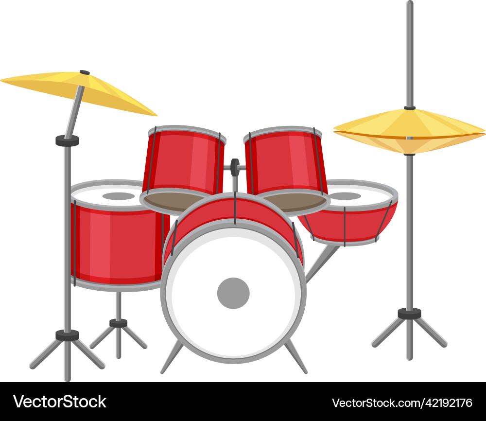 A drum set on white background Royalty Free Vector Image