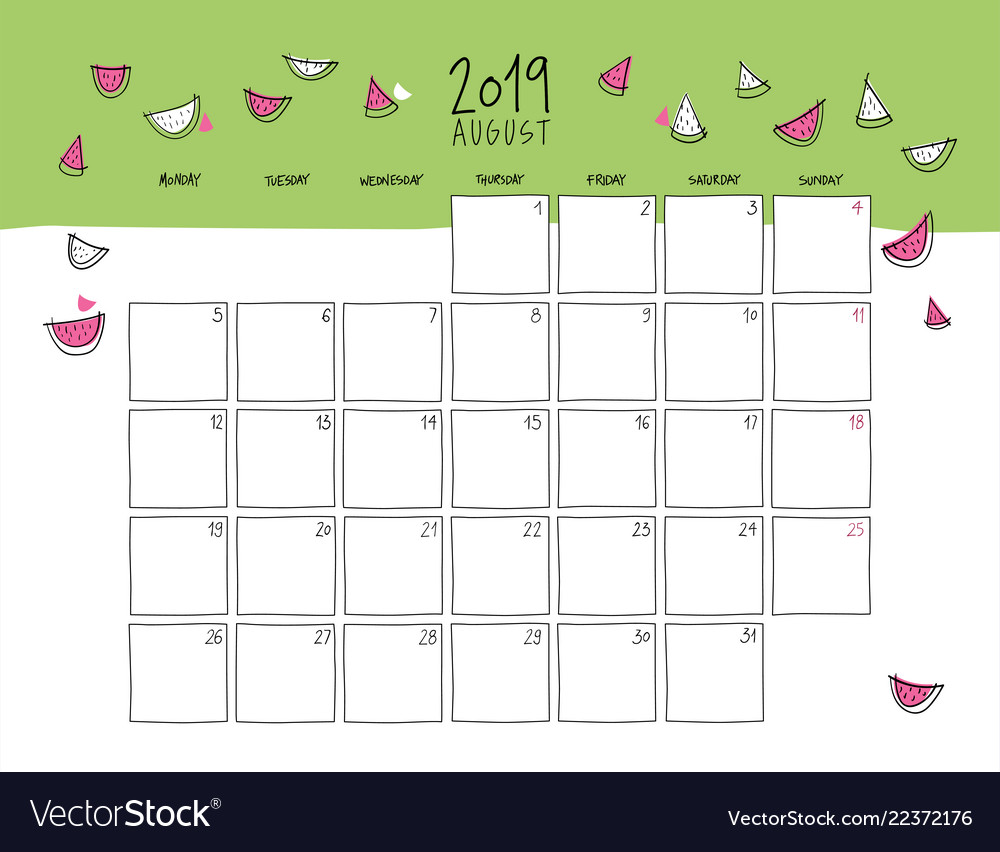 august 2019 wall calendar doodle style royalty free vector free calendar aug 2019
