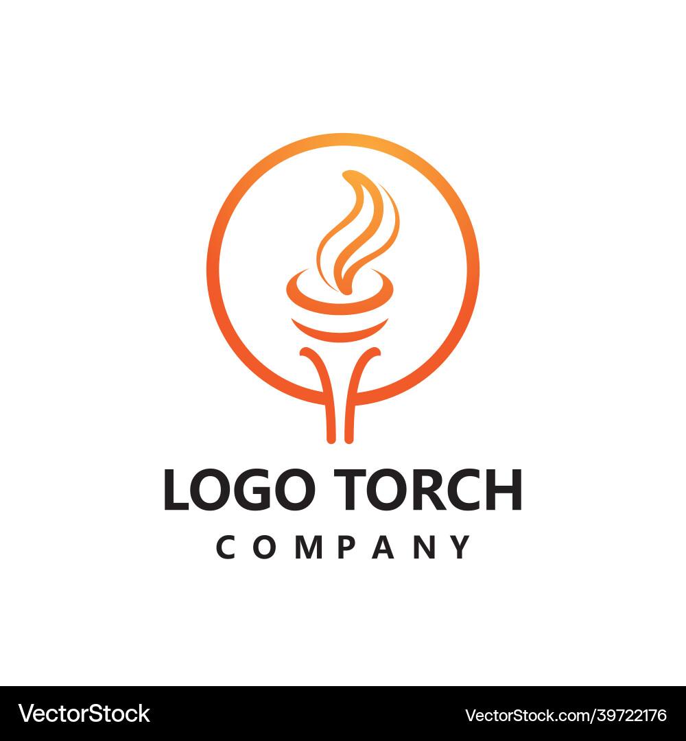 Burning torch fire flame with pillar column logo Vector Image