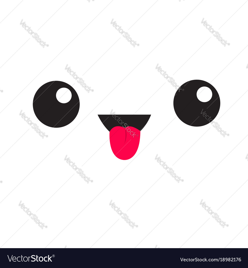 Cute cartoon funny kawaii face head emotion white Vector Image