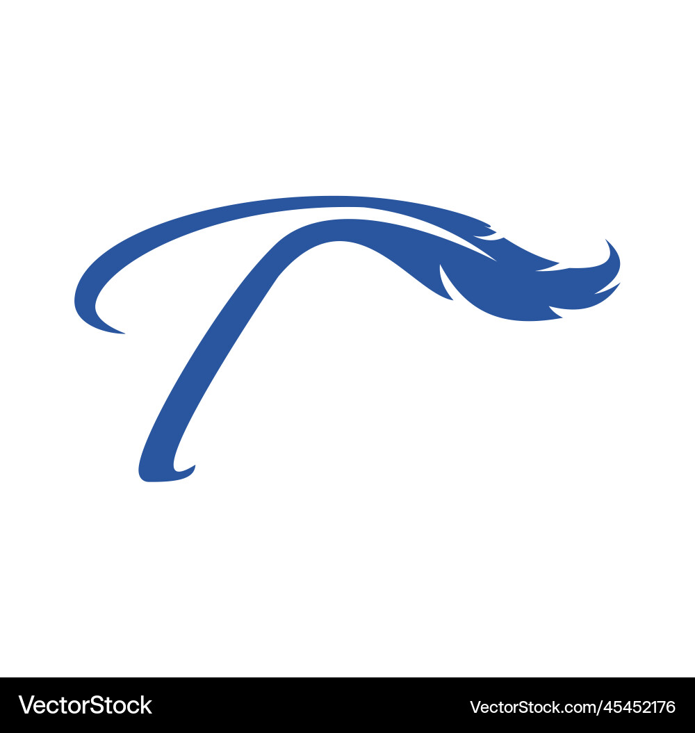 Feather monogram logo initial letter t Royalty Free Vector