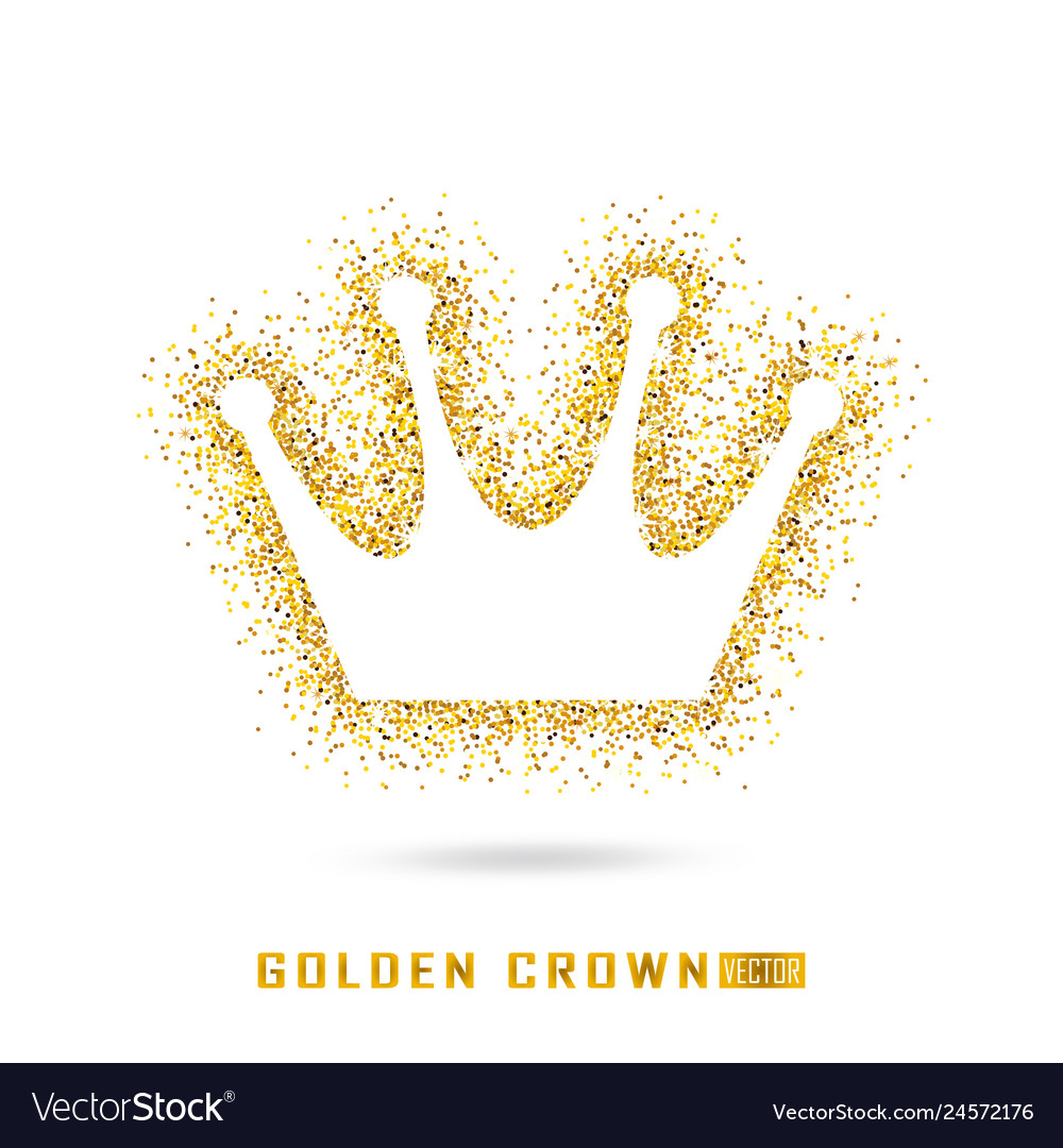 Golden crown in sparking style cold glitter Vector Image