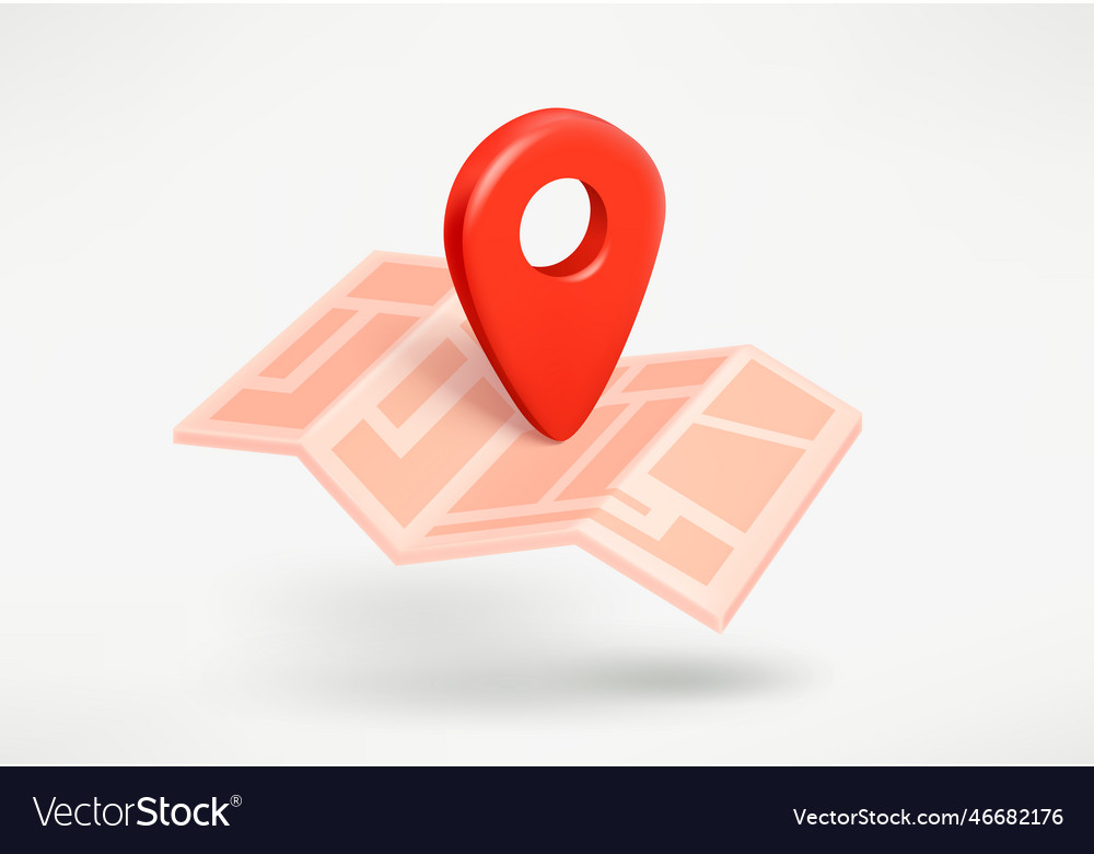 Paper map with location pointer 3d Royalty Free Vector Image