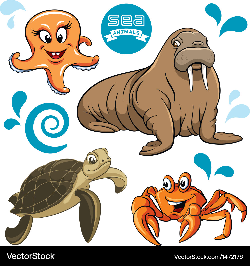 Sea animals Royalty Free Vector Image - VectorStock