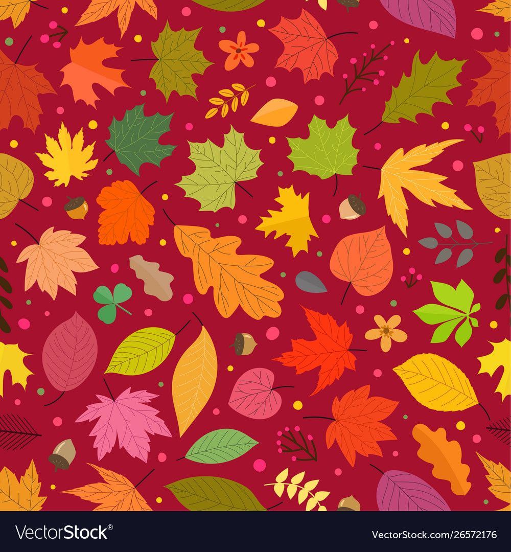 Seamless pattern autumn leaves vector image Seamless pattern autumn leaves